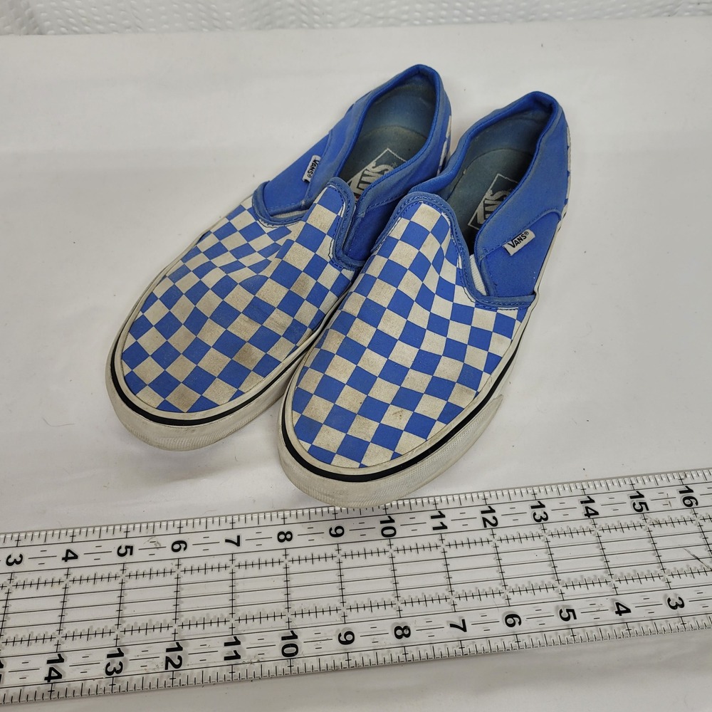 Vans Classic Slip-On Blue White Checkerboard Womens 9 Sneakers 721356 - Picture 1 of 8